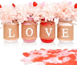 Valentines Day Decor, Valentines LOVE Mason Jars Centerpiece Decorations, - £36.78 GBP
