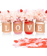 Valentines Day Decor, Valentines LOVE Mason Jars Centerpiece Decorations, - $63.11 CAD