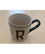 Anthropologie “R” Gold Black Margot Mosaic Tile Initial Monogram Coffee ... - £11.19 GBP