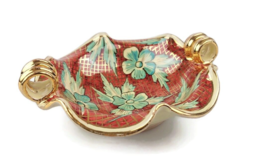 Mid century majolica Alberto Rubboli bowl GualdoTadino Italy gold ruby g... - $60.81 CAD