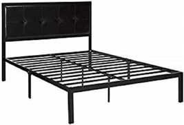 Full-Size Zinus Cherie Faux Leather Traditional Platform Bed Frame With Steel - £148.54 GBP