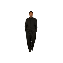 Men Apollo King Band Collarless suit Mandarin 5 Hidden Button Paster AG51 Black image 7