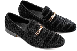 Easy Strider men&#39;s Velvet Dress Loafers Velvet Slip-on Black Shoes Size 9.5 - $271.06 MXN