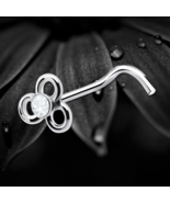 925 Sterling Silver Clear Crystal Hollow Flower Floral Nose Stud Screw P... - $8.81
