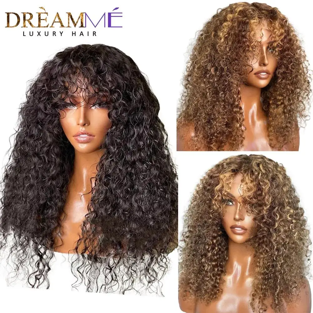 Ombre Curly Lace Front Human Hair Wigs For Black Women 250% Deep Wave Highlight - $109.80+