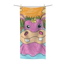 Hippo Hippopotamus Animal Creature Graphic Polycotton Towel - £40.47 GBP+