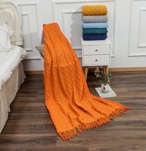 Soft Sofa Slip Cover Decorative Knitted Blanket, Cozy Fringed Knitted Blanket(50 - £12.63 GBP