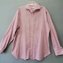 Michael Kors Mens Shirt Size 17.5 Red Plaid Classic Long Sleeve Button Up Cotton - $11.48