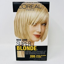 L&#39;Oreal Paris 205 Super Bleach Blonde Creme Lightening Kit Hair Color New Sealed - £28.37 GBP
