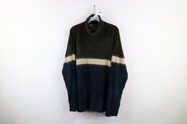 Vtg 90s Streetwear Mens Medium Color Block Ribbed Knit Fleece Turtleneck... - $59.35