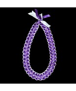 Purple And White Braided 4 Ribbon Graduation Gift Lei Hand Made 2.5” Wide - £13.89 GBP