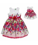 Girl 12 and Doll Matching Fancy Floral Easter Summer Party Dress American Girl - £26.08 GBP