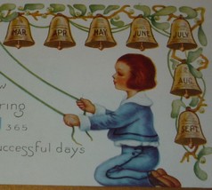 Little Boy in Blue Ringing New Year Bells Antique Whitney Made Postcard - £5.60 GBP