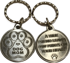 Dog Mom Keychain Pawprint Heart Design A True Friend Leaves Pawprints Pe... - $5.99