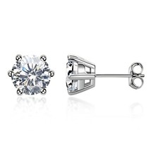 Real 0.5ct/1ct/2ct D Color Moissanite 925 Sterling Silver Gold Plated Stud Earri - £57.61 GBP