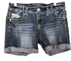 Ariya Jeans Lightly Distressed  Shorts Women&#39;s Size 9/10 Blue Denim Sequins - $15.35