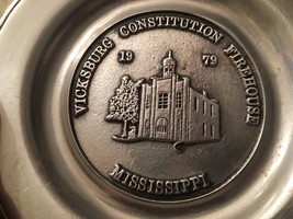 Vicksburg Constitution Firehouse pewter armatele 1979 plate plaque Missi... - $16.83