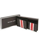 NWB Michael Kors Billfold Box Set Black Flame Red Logo 36H1LGFF1B NIB Du... - £44.84 GBP