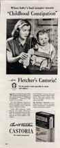 1947 Fletcher&#39;s Castoria Vintage Print Ad Baby&#39;s Bad Temper Means Constipation - £10.03 GBP