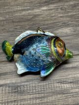 Vintage Cloisonne Fish Pendant Charm Estate Jewelry Find KG - $19.79