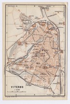 1909 Antique City Map Of Viterbo / Lazio / Italy - £17.09 GBP