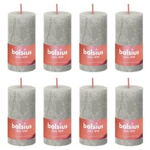 Bolsius Rustic Pillar Candles Shine 8 pcs 100x50 mm Sandy Grey - £16.04 GBP