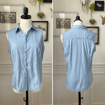 Columbia Sleeveless Button Down Shirt Blue Cotton M - $431.64 MXN