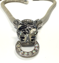 Vintage Panther Necklace – Fierce Door Knocker Style, AB Stones, 16” Sturdy - $718.71 MXN