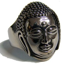 Buddha Head Stainless Steel Ring Size 11 - S-540 Biker Mens Womens Religious - £6.03 GBP