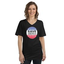 Save America Trump 2024 V-Neck T-Shirt- Women&#39;s Black - £21.97 GBP