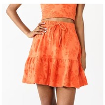 Orange Terry Cloth Tropical Floral Mini Skirt Swim Coverup Small - $28.05