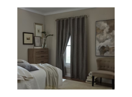 Yaman Charcoal Room Darkening Thermal Lined Grommet Single Curtain Panel - £22.77 GBP