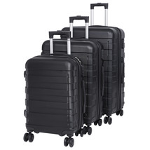3Pcs Travel Luggage Suitcase With Set Spinner Wheels 22.5 / 26.3 / 30&quot; H, Black - £127.08 GBP