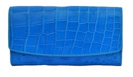 Latest Design Sky Blue Easy To Handle Crocodile Belly Leather Women Clutch - £315.26 GBP