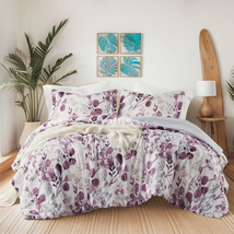 King/Cal King Reversible Seersucker Floral Bedding Comforter Sets 3 Piece Lightw - £49.45 GBP