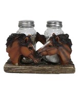 Western Wild At Heart Double Brown Chestnut Horses Salt Pepper Shakers H... - $33.89 CAD