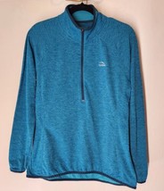 LL Bean Womens Activewear Sweatshirt 1/4 Zip Long Sleeve Mock Neck Teal Size M - £12.72 GBP