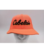 Vintage Cabela&#39;s Orange Denim Hunting Trucker Hat Cap Adjustable Belt Ba... - £9.71 GBP