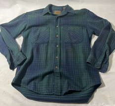 Vintage St Johns Bay Flannel Shirt Medium Mens Plaid CottonLong Sleeve 90s - £14.22 GBP