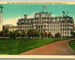 War Department First Division Monument Washington DC UNP Linen Postcard H14 - £3.11 GBP