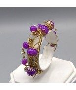 Fabulous Purple Multi Strand Bracelet, Gold Tone Chains with Bright Bead... - £33.48 GBP