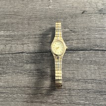Vtg Citizen Watch Women 17mm Gold Tone Dial 5920-S52446 Stretch Band - $29.87