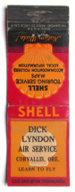 Dick Lyndon Air Service Shell - Corvallis, Oregon 20 Strike Matchbook Cover OR - £1.37 GBP