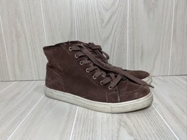 Frye And Co Brown Suede Leather High Top Shoes 9 women side zip casual athletic - £46.63 GBP