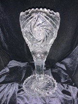 Vintage Glass Crystal Pinwheel Vase - £51.79 GBP
