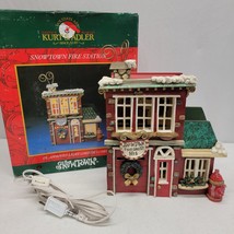 Kurt Adler Snowtown Lighted Village Lighted Fire Station House Christmas... - $48.37