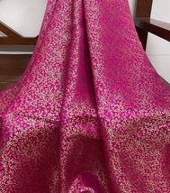 Banarasi Brocade Fabric Hot Pink &amp; Gold Fabric Wedding Dress Fabric -NF200 - £5.96 GBP+