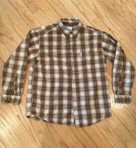 Columbia Sportswear Men&#39;s Large Long Sleeve Plaid Button Down Shirt Brown - £13.34 GBP
