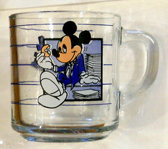 WALT DISNEY Glass COFFEE MUG MICKEY MOUSE with Doughnut - &quot;Break Time&quot; CUP - £15.49 GBP