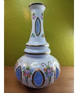 Antique Bohemian Czech Moser Opaline Cased Cut to Blue Crystal Large Dec... - $356.88 CAD